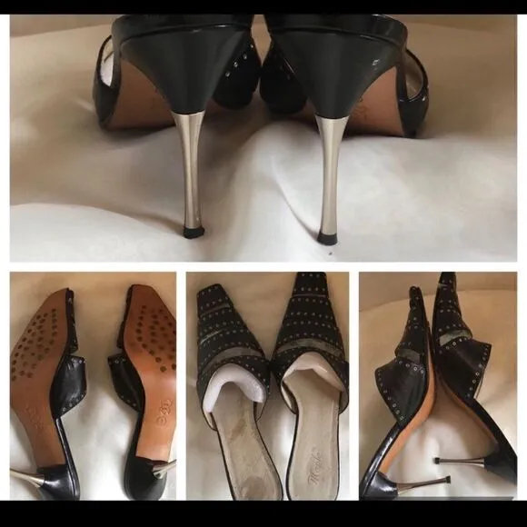 #122 MAPLE LEATHER GROMMET POINTED TOE MULE