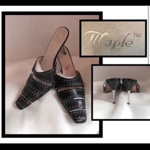 #122 MAPLE LEATHER GROMMET POINTED TOE MULE