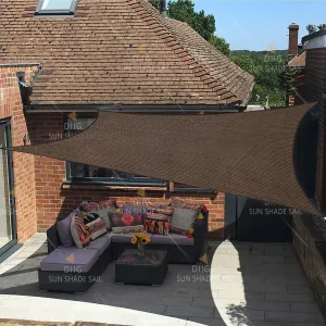 12'x16' Rectangle Patio Sun Shade Sail（Brown Color）