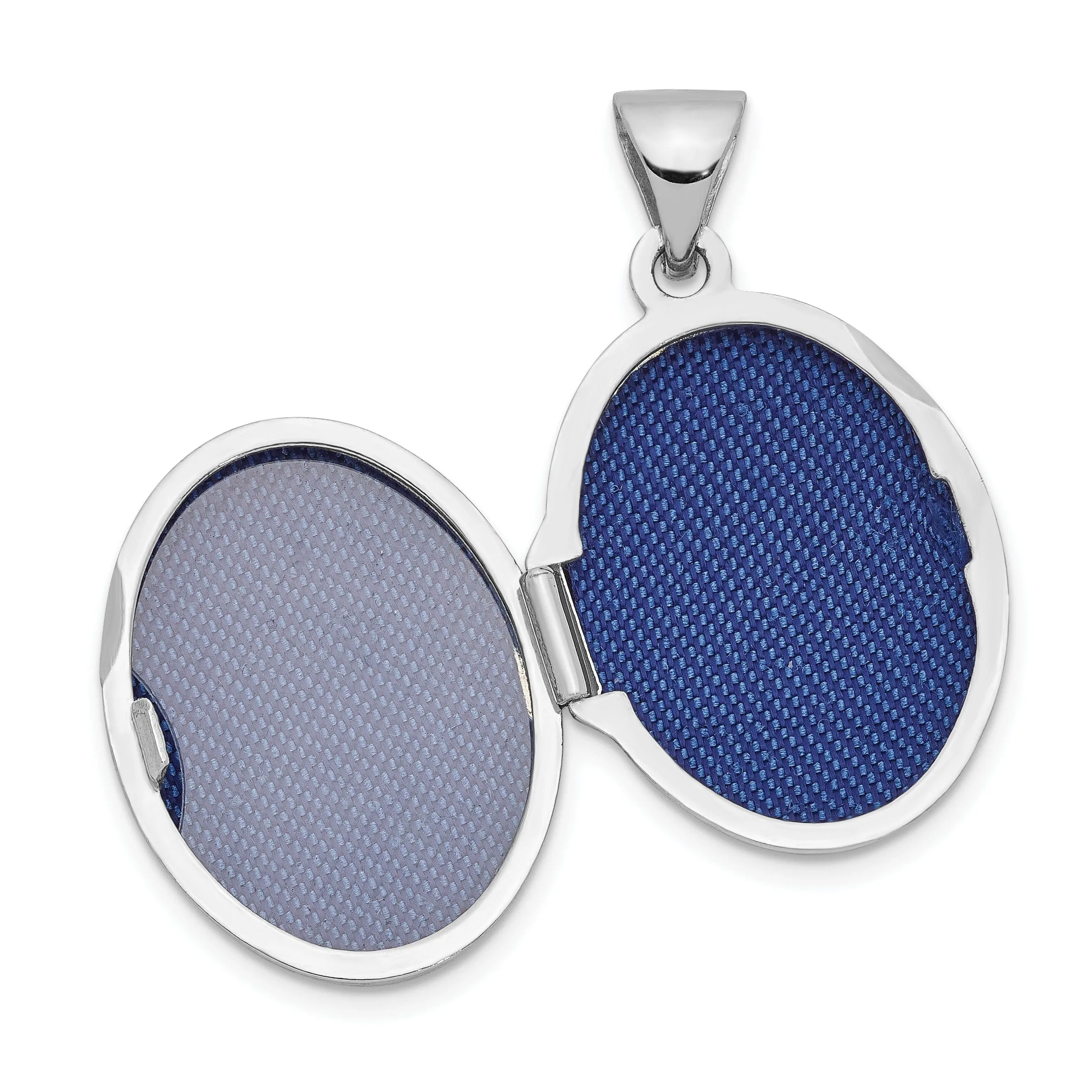14K White Gold 17MM Oval Embossed Border Locket