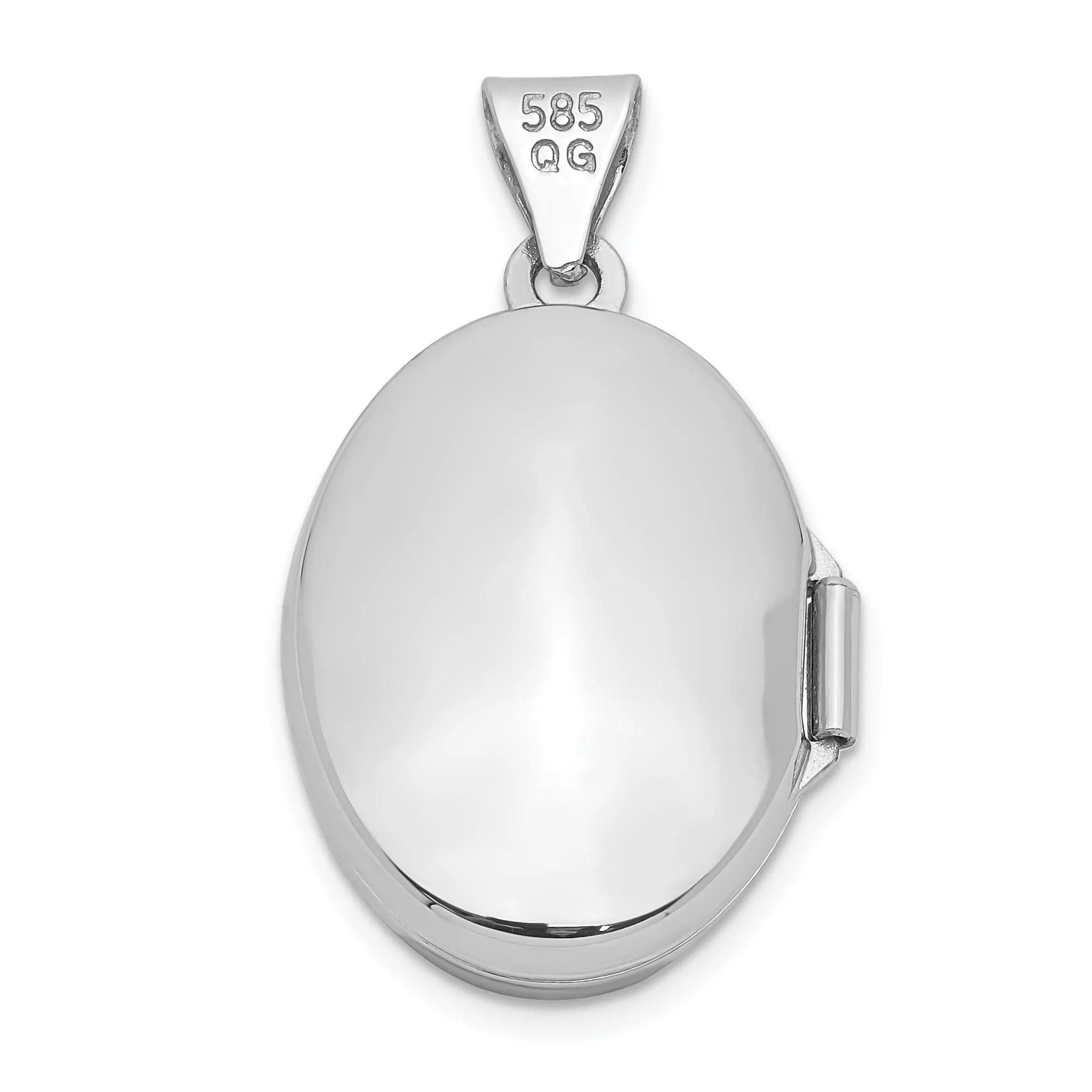 14K White Gold 17MM Oval Embossed Border Locket