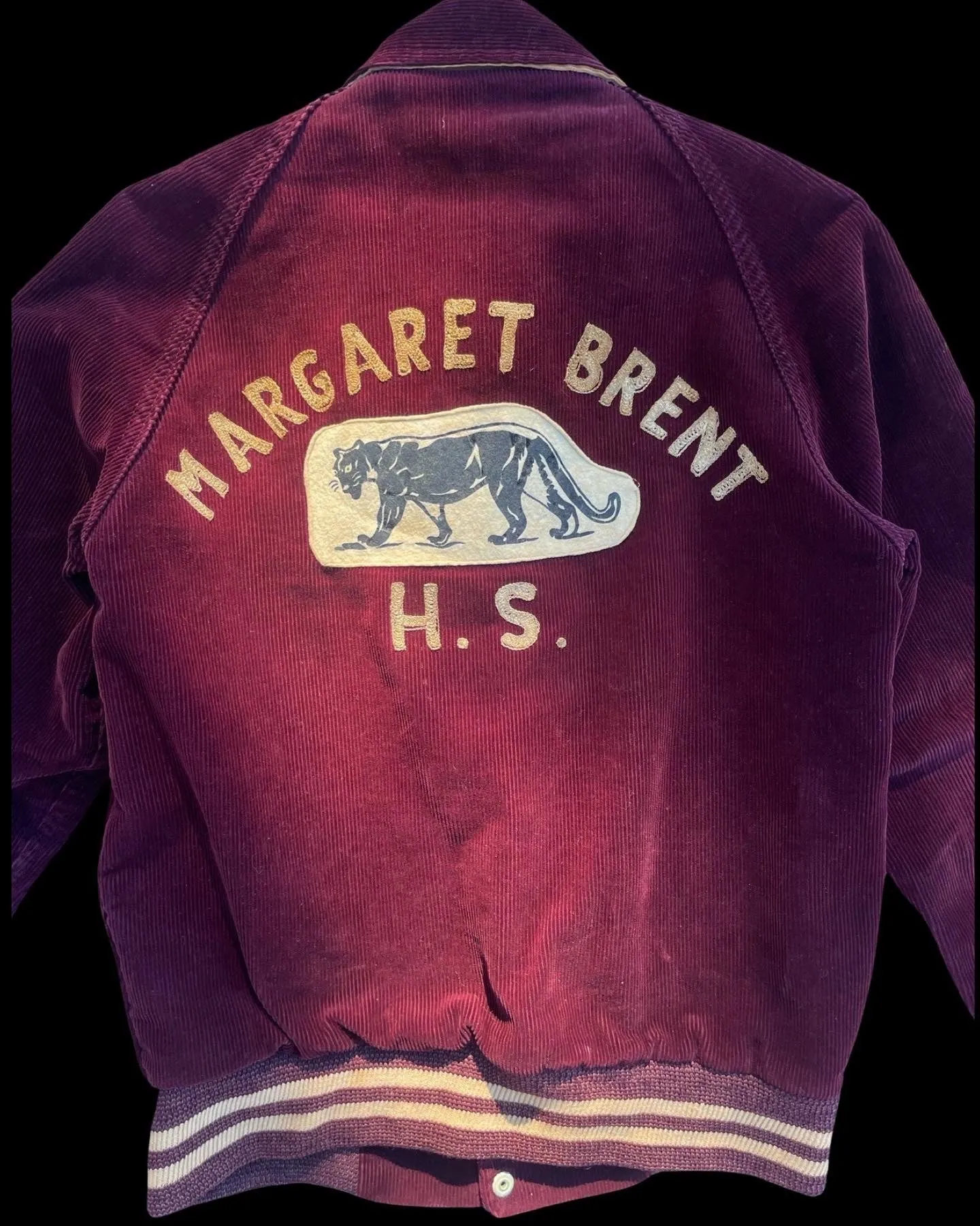 1930s/1940s 'Mary' Margaret Brent High School Corduroy Varsity Sportswear Jacket