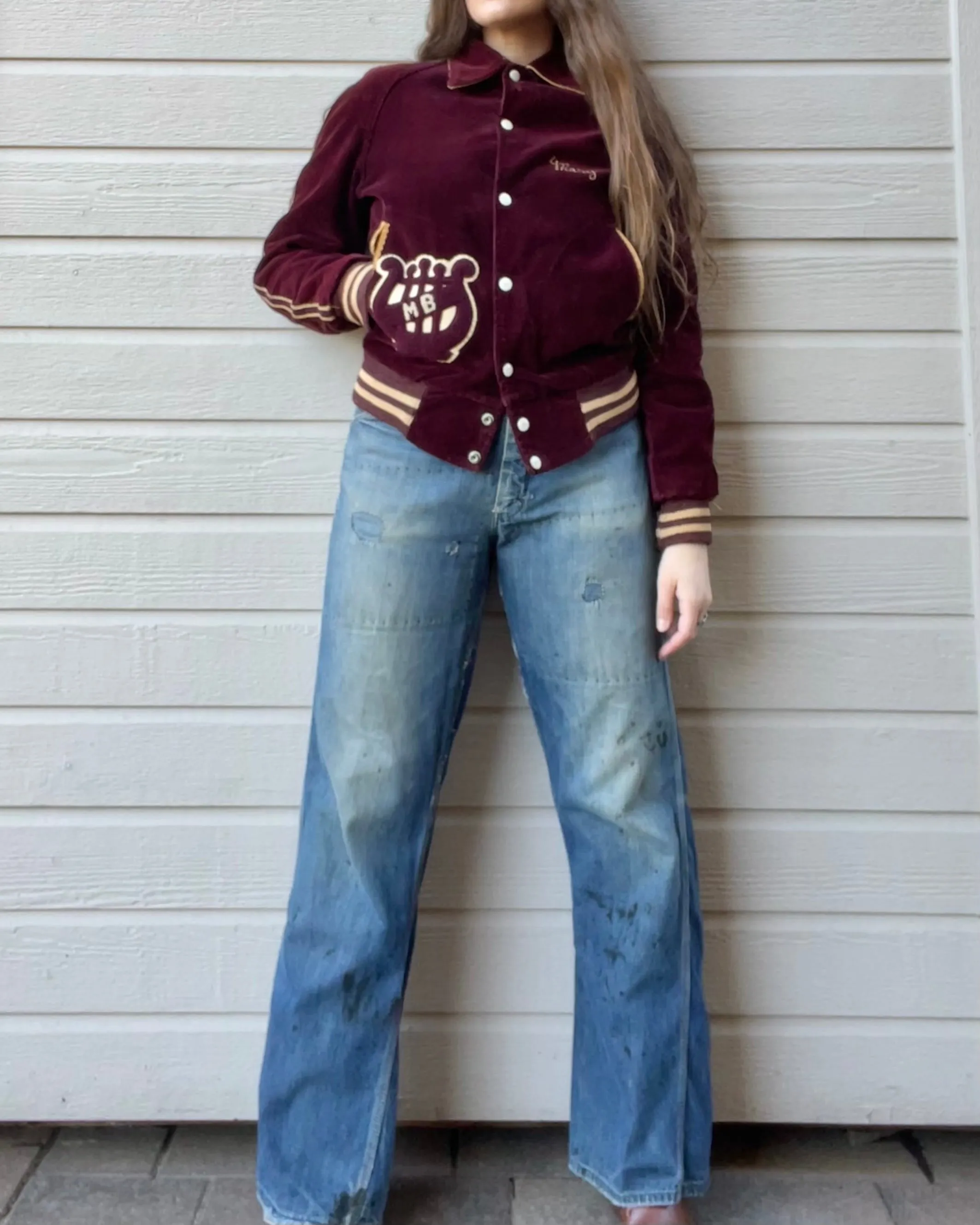 1930s/1940s 'Mary' Margaret Brent High School Corduroy Varsity Sportswear Jacket