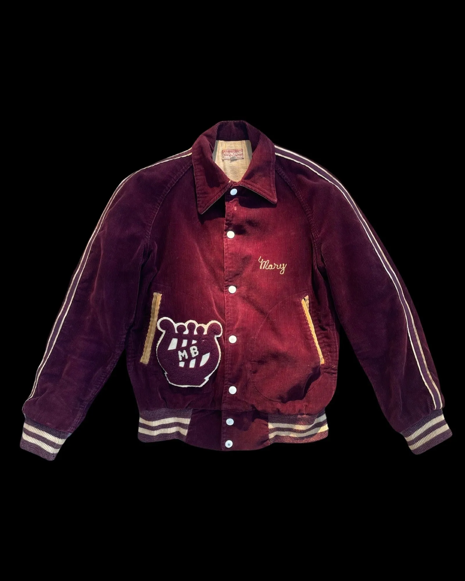 1930s/1940s 'Mary' Margaret Brent High School Corduroy Varsity Sportswear Jacket