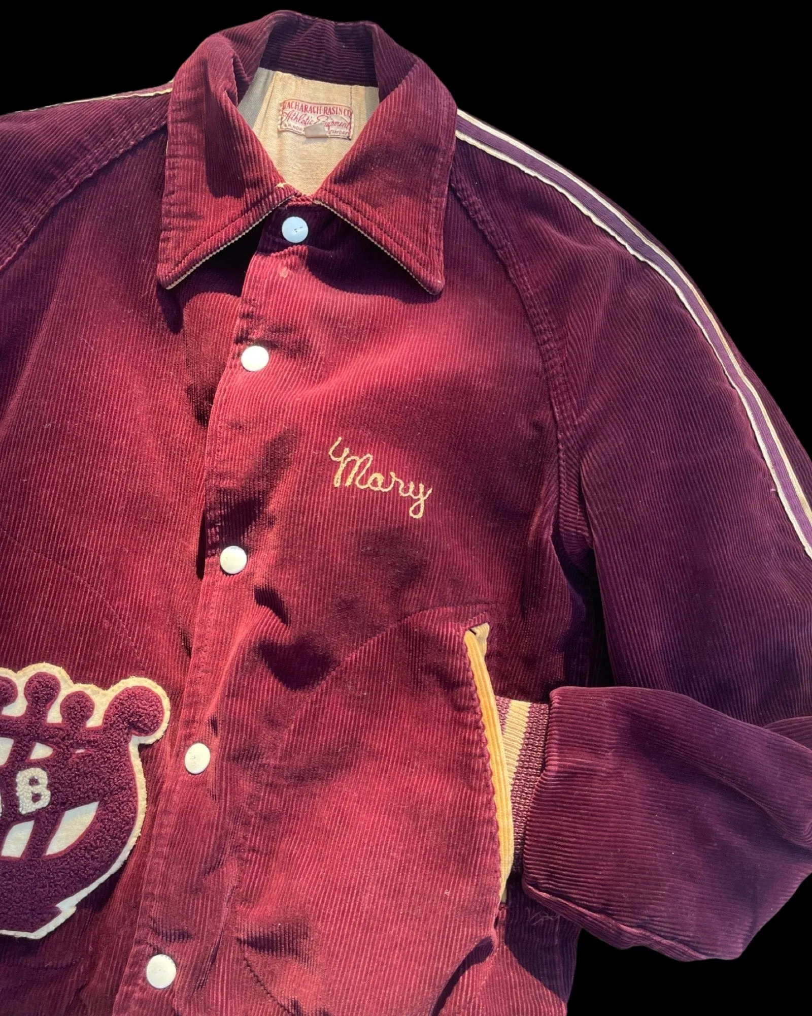 1930s/1940s 'Mary' Margaret Brent High School Corduroy Varsity Sportswear Jacket