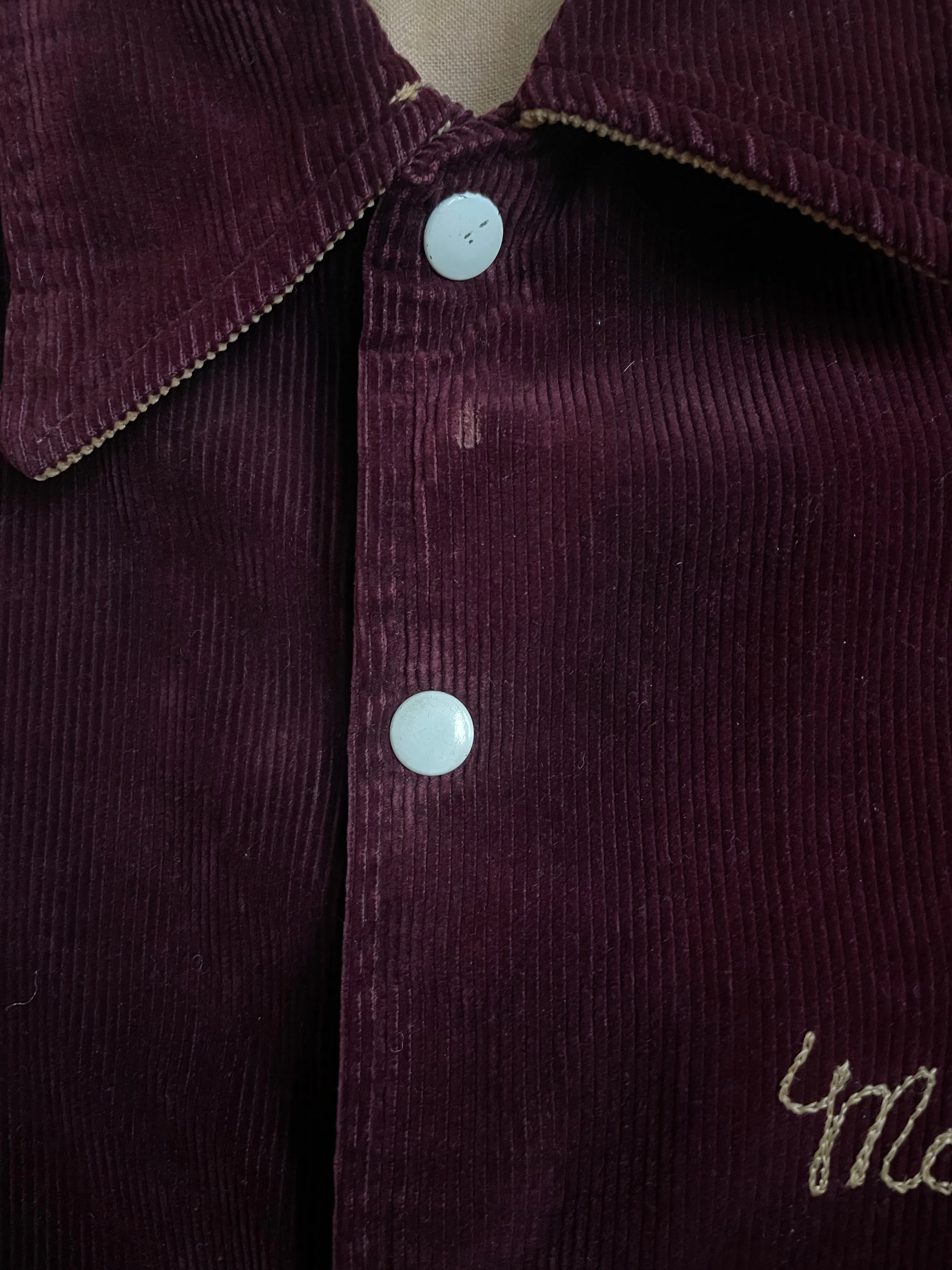 1930s/1940s 'Mary' Margaret Brent High School Corduroy Varsity Sportswear Jacket