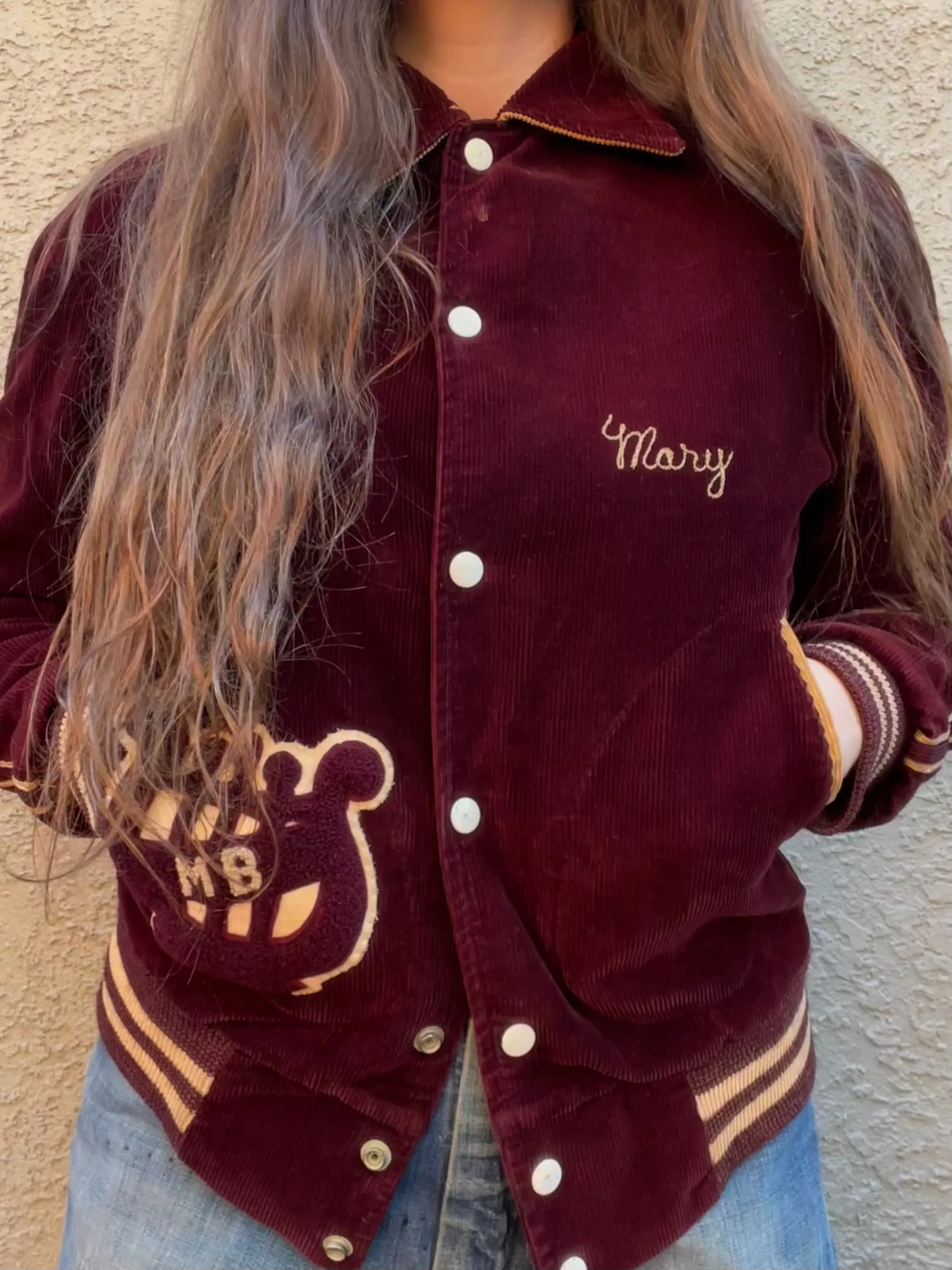 1930s/1940s 'Mary' Margaret Brent High School Corduroy Varsity Sportswear Jacket