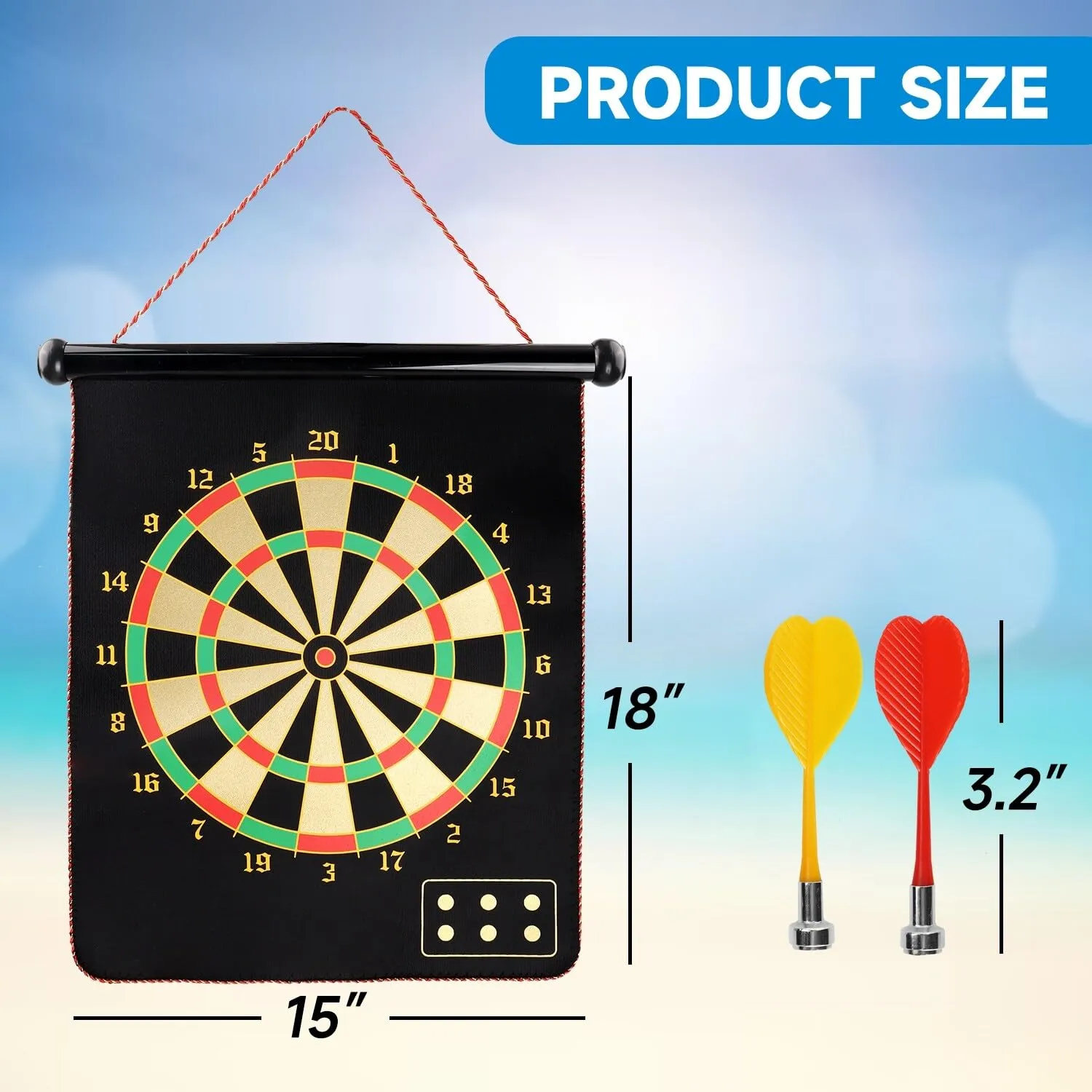 2-in-1 Magnetic Baseball Board Game Set. Double-Sided Hanging Board