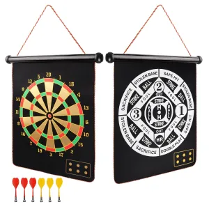 2-in-1 Magnetic Baseball Board Game Set. Double-Sided Hanging Board