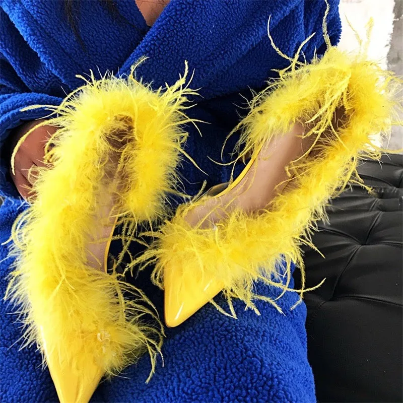 2020 Yellow Feather Genuine Leather Shoe