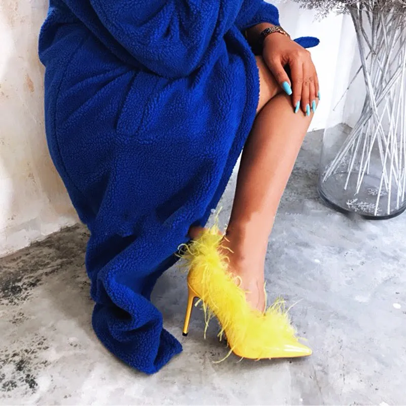2020 Yellow Feather Genuine Leather Shoe