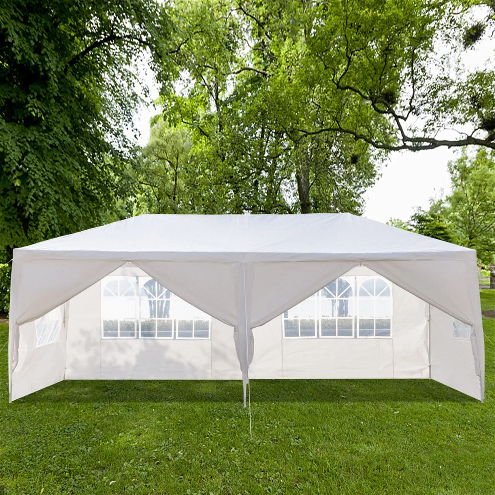 3 x 6m Six Sides Two Doors Waterproof Tent with Spiral Tubes White **
