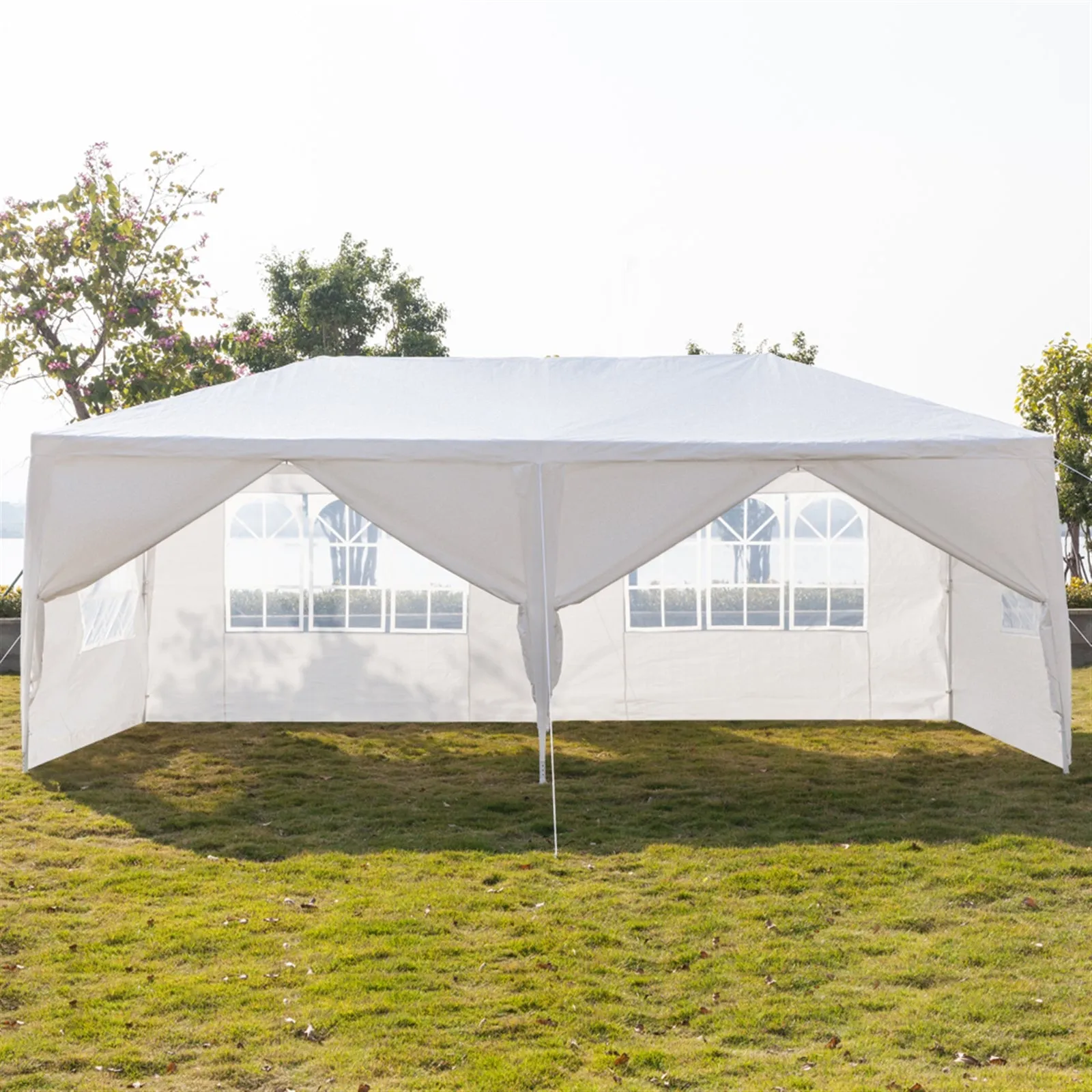 3 x 6m Six Sides Two Doors Waterproof Tent with Spiral Tubes White **