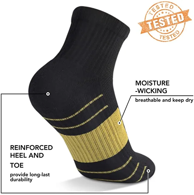 5-Pairs Black Athletic Ankle Low Cut Compression Socks | Actinput