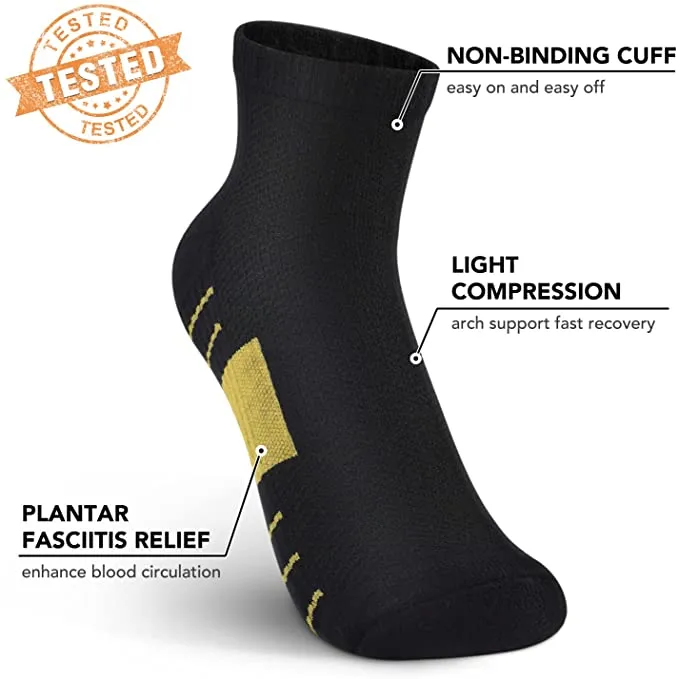 5-Pairs Black Athletic Ankle Low Cut Compression Socks | Actinput