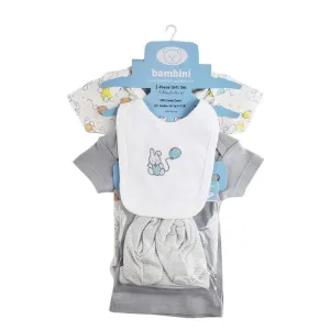 5-Piece Pastel Interlock Short Sleeve Bunny and Giraffe (NB)
