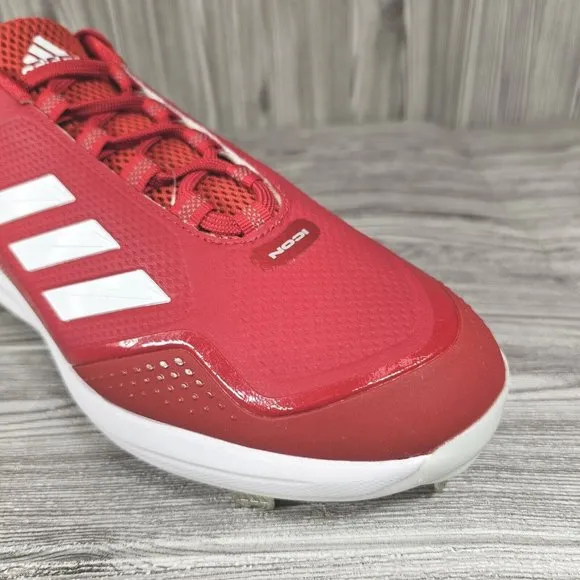 Adidas Icon 7 Boost Baseball Metal Cleats-White/Red-S23861- Men's Size 12.5 NEW