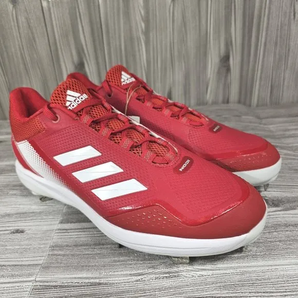 Adidas Icon 7 Boost Baseball Metal Cleats-White/Red-S23861- Men's Size 12.5 NEW