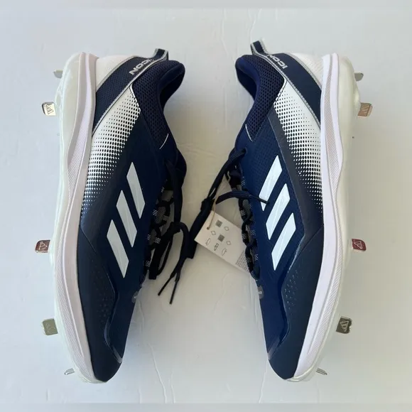 Adidas Icon 7 Low Top Metal Baseball Cleats Navy/White S23853 Men's Size 14