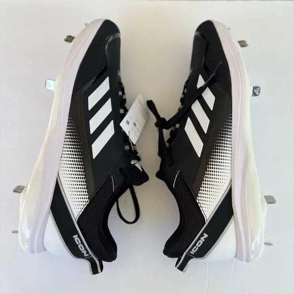 Adidas Icon 7 Men's Baseball Metal Cleats Size 15 Black White Silver FZ1558 New
