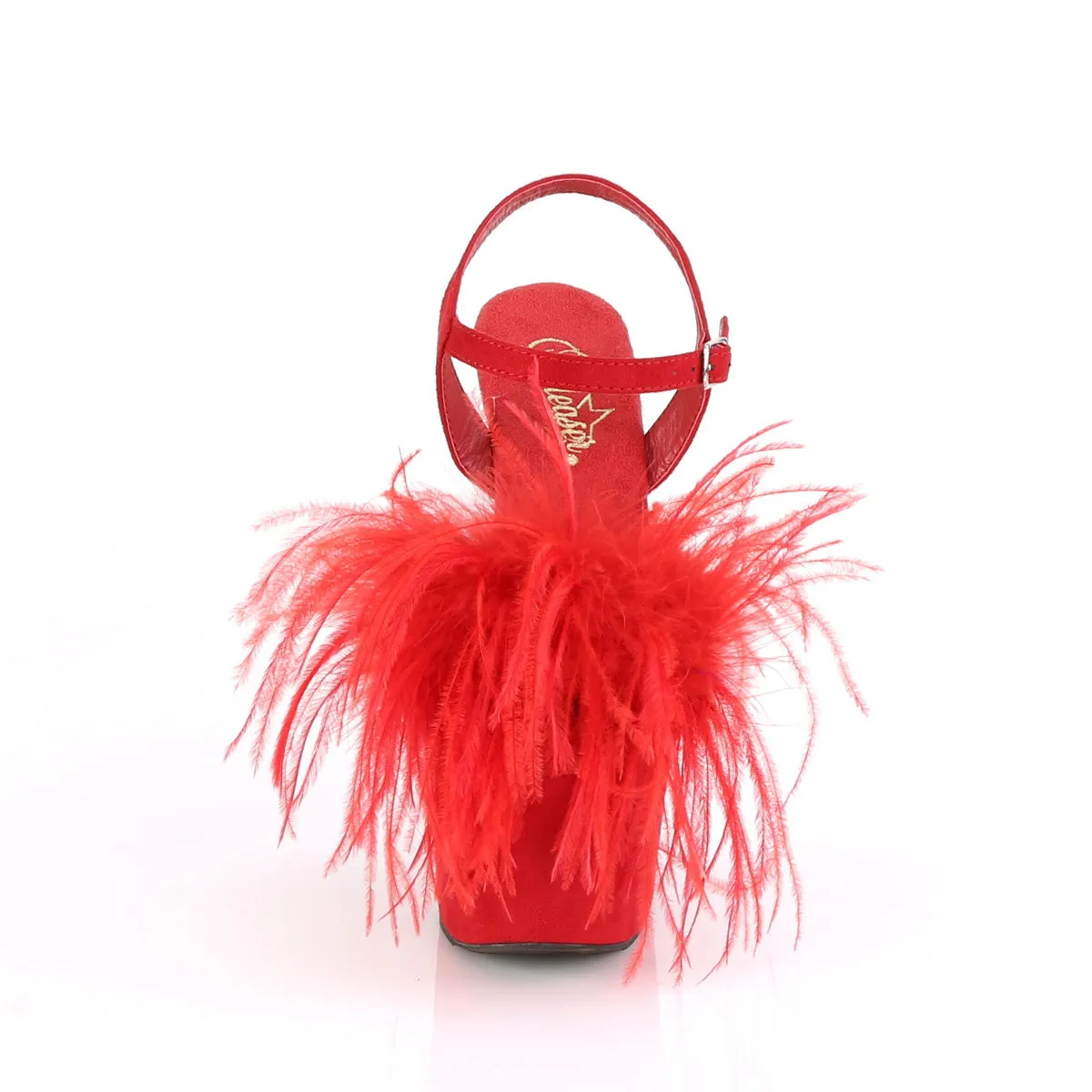 ADORE-709F  Red Faux Suede-Feather/Red Faux Suede