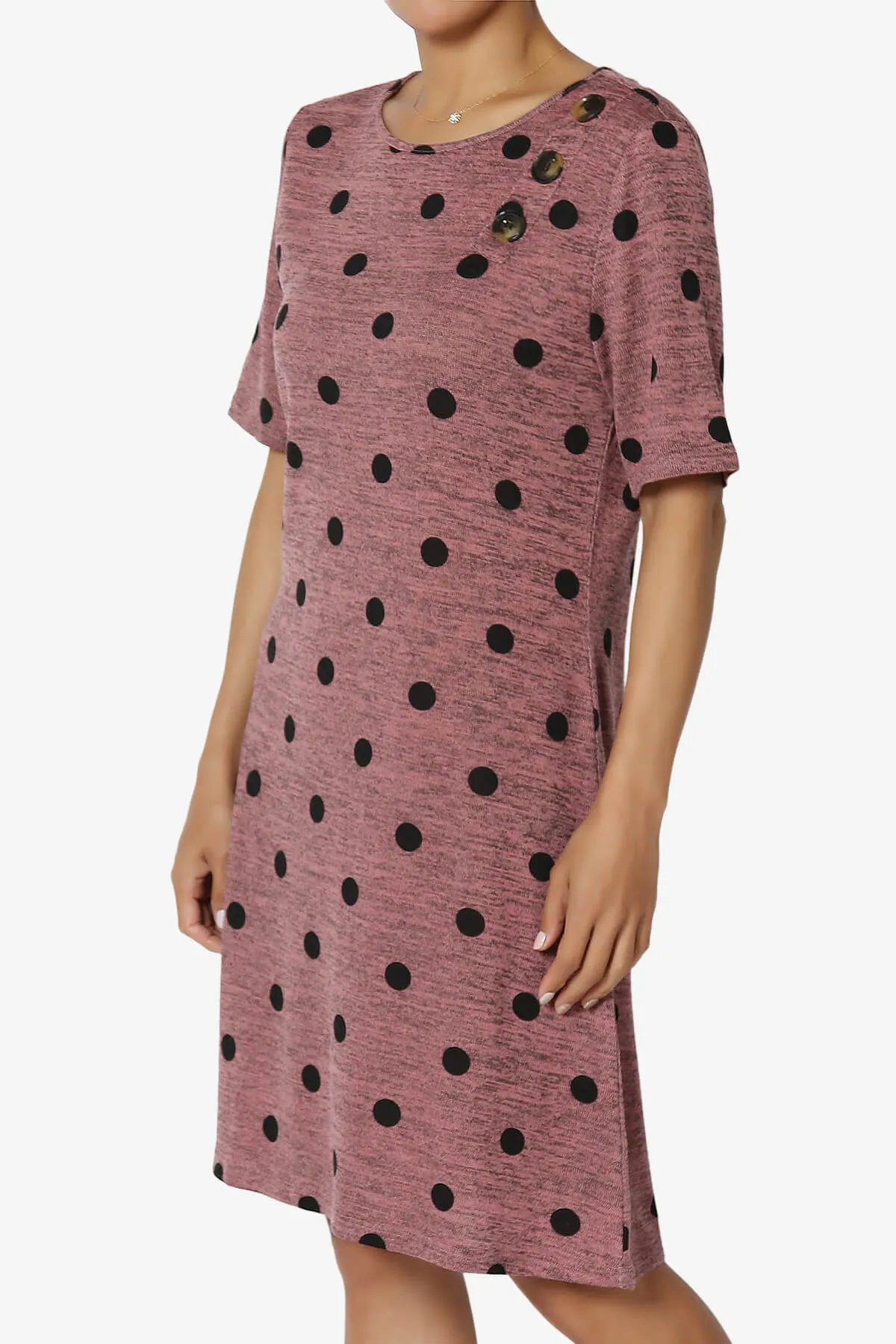 Aidan Polka Dot Slub Knit Shift T-Shirt Dress