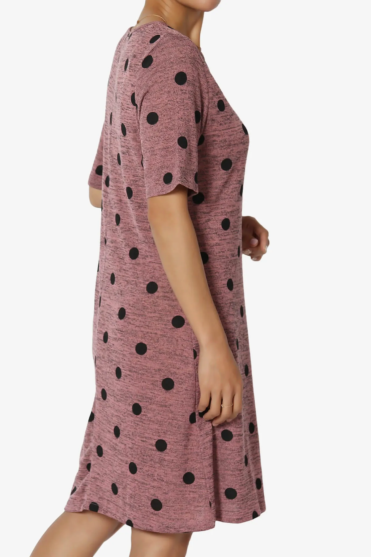 Aidan Polka Dot Slub Knit Shift T-Shirt Dress