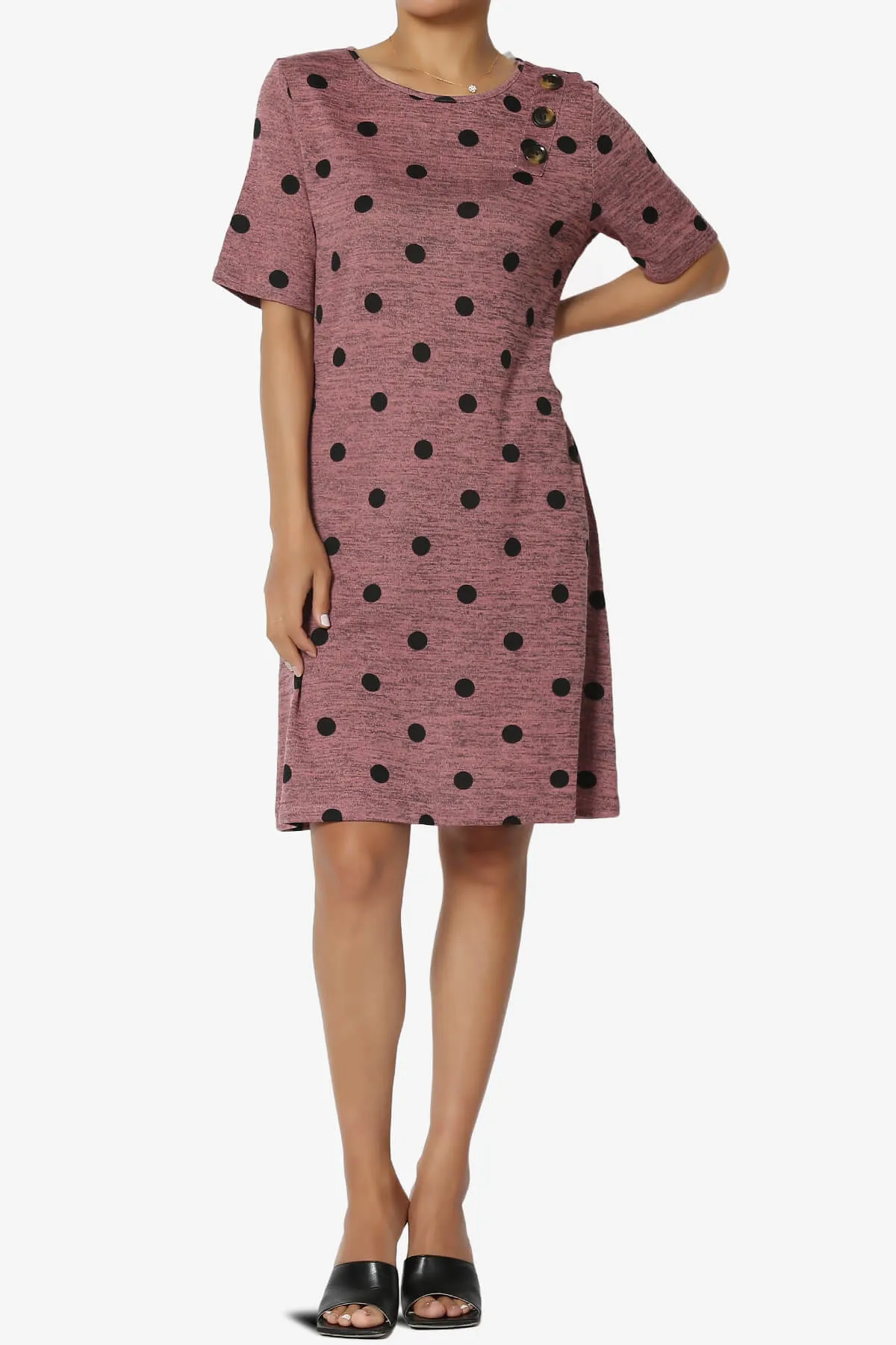 Aidan Polka Dot Slub Knit Shift T-Shirt Dress
