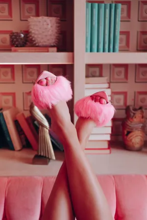 Annalise Fur Slip On Heel - Pink- FINAL SALE