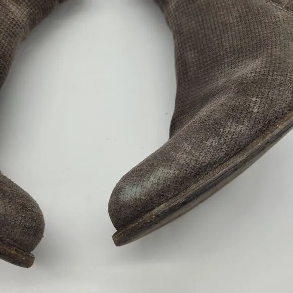 Aquatalia Womens Taylor Textured Suede Stack Heeled Zip Back Booties sz 7 gray