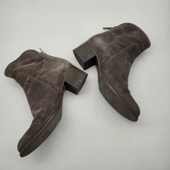 Aquatalia Womens Taylor Textured Suede Stack Heeled Zip Back Booties sz 7 gray