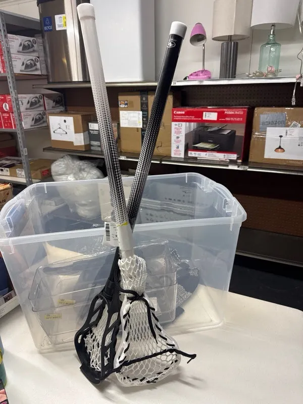 Athletic Works Mini Lacrosse Sticks and Ball Set for Kids, Black/White - new