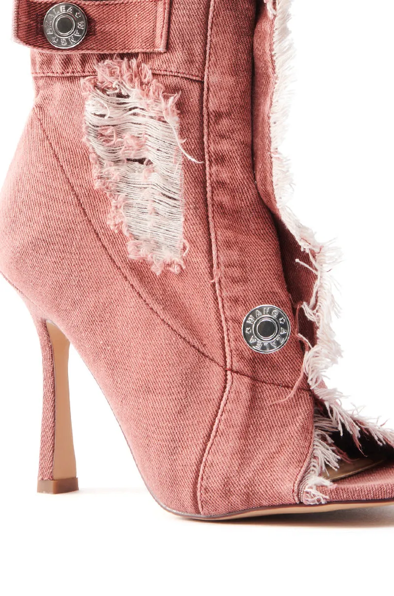 AZALEA WANG TANDY RED STILETTO OPEN TOE BOOTIE