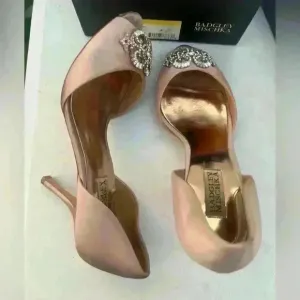 Badgley Mischka Embellished  Peep Toe D'orsay Heel Pumps  9.5M
