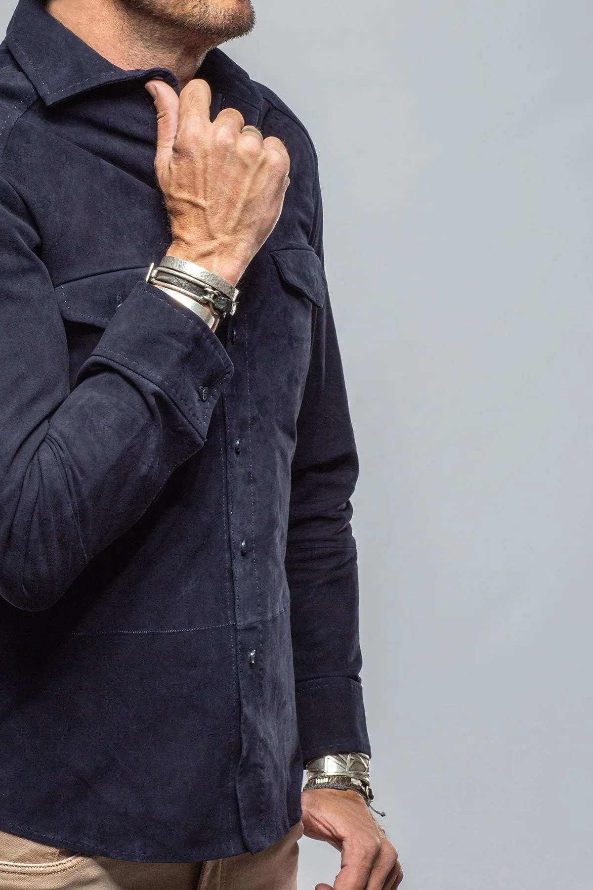 Balanced Suede Shirt In Blue
