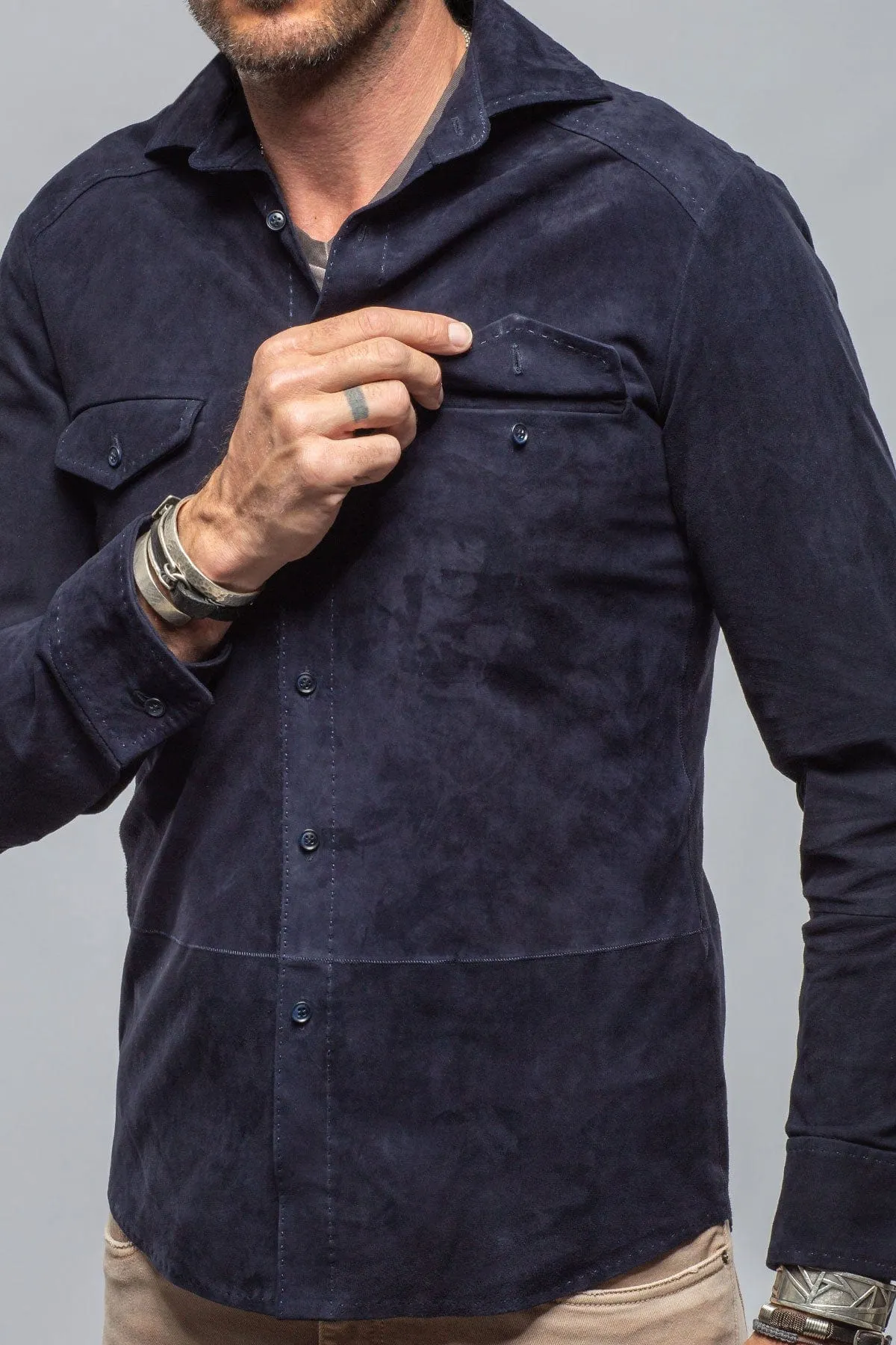 Balanced Suede Shirt In Blue
