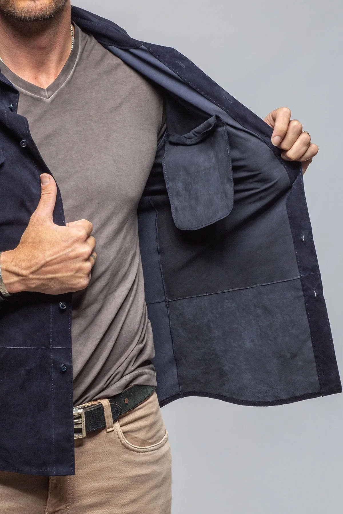 Balanced Suede Shirt In Blue