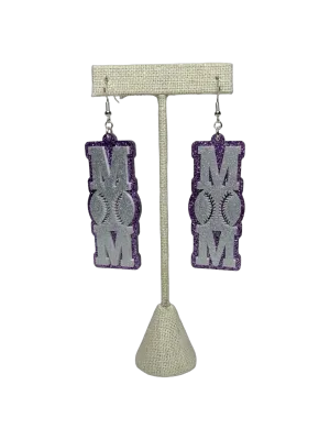 Baseball Mom Earrings White/Purple