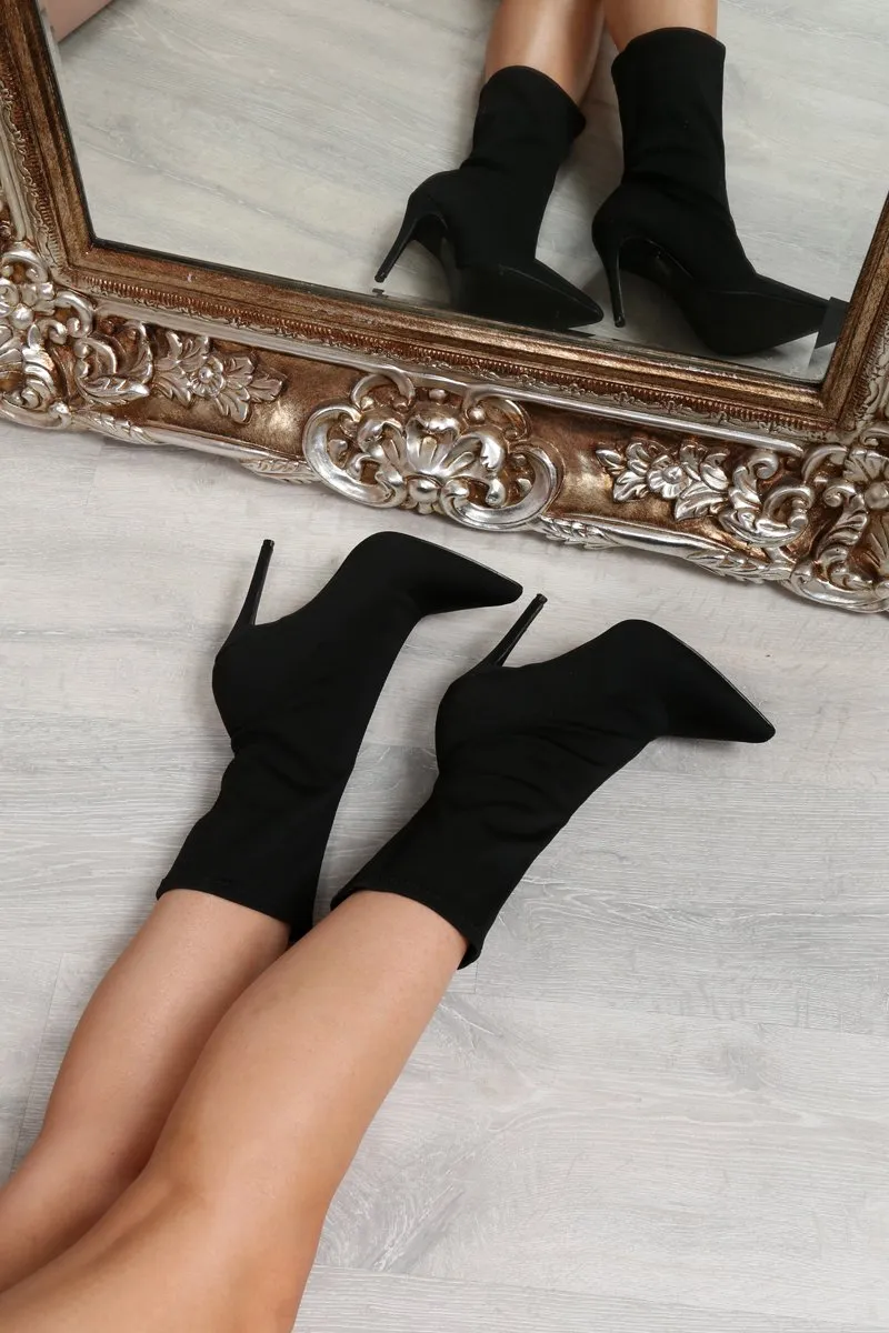 Black Stretch Sock Boots - Helga