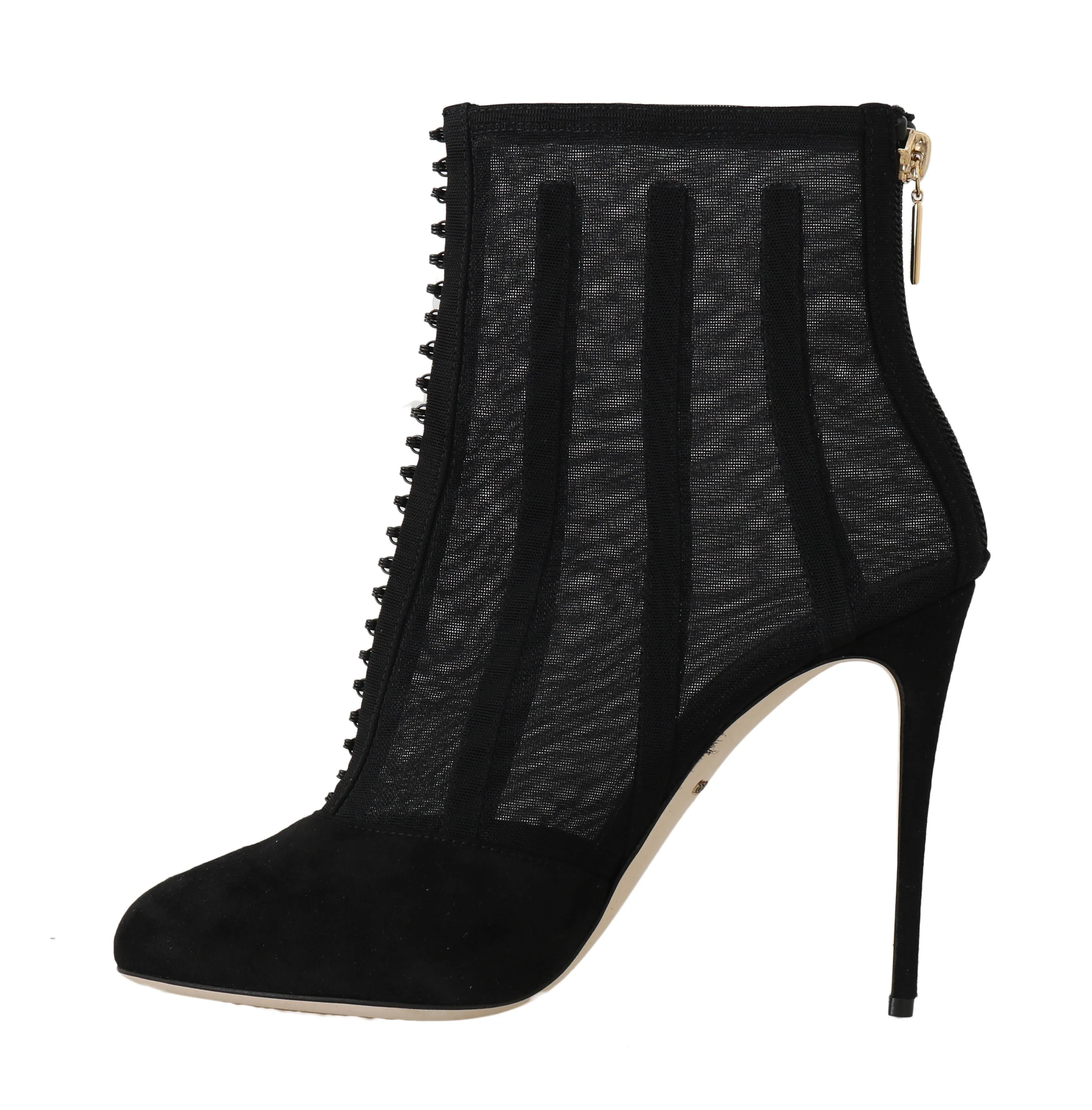 Black Suede Tulle Ankle Booties