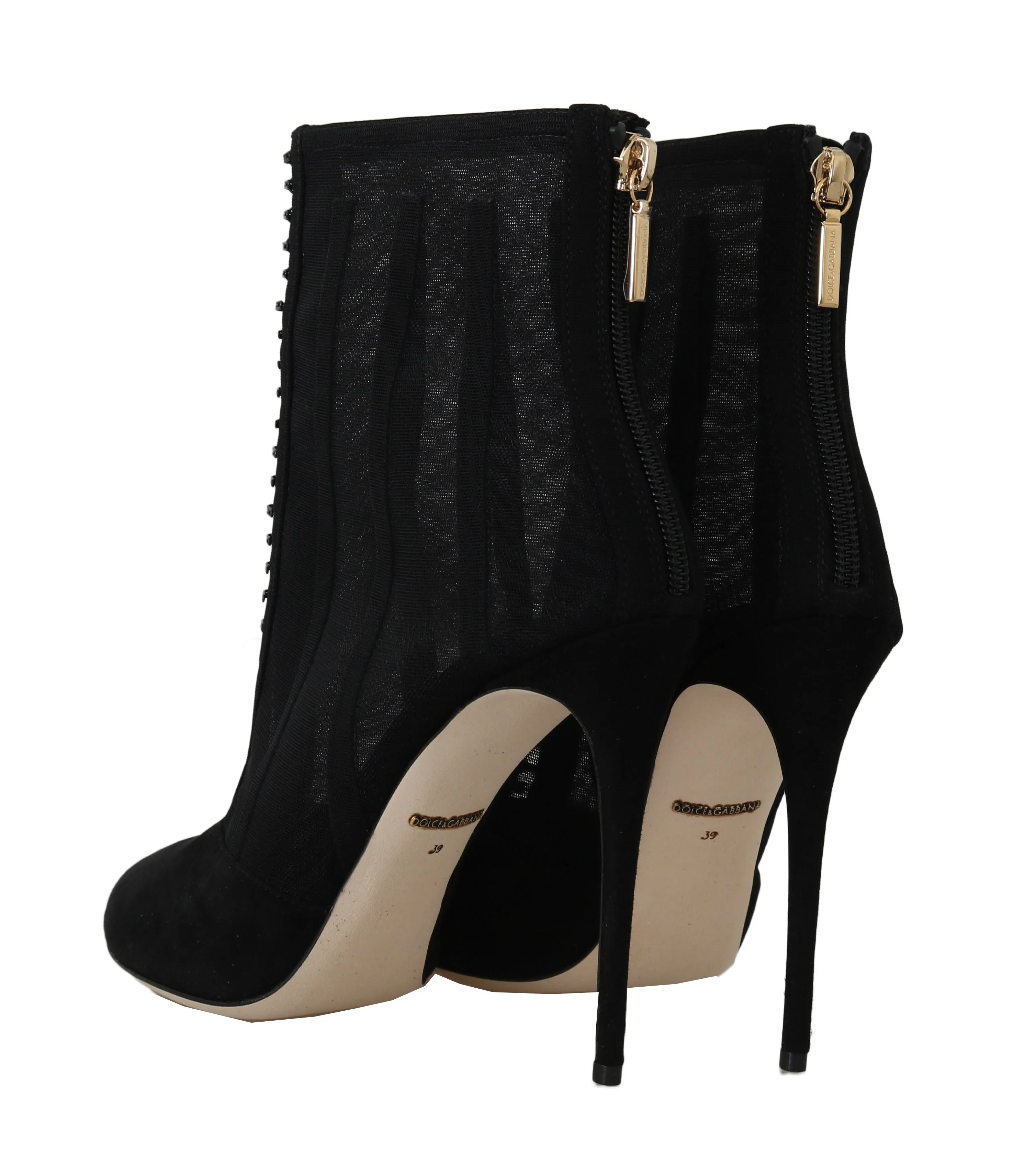Black Suede Tulle Ankle Booties