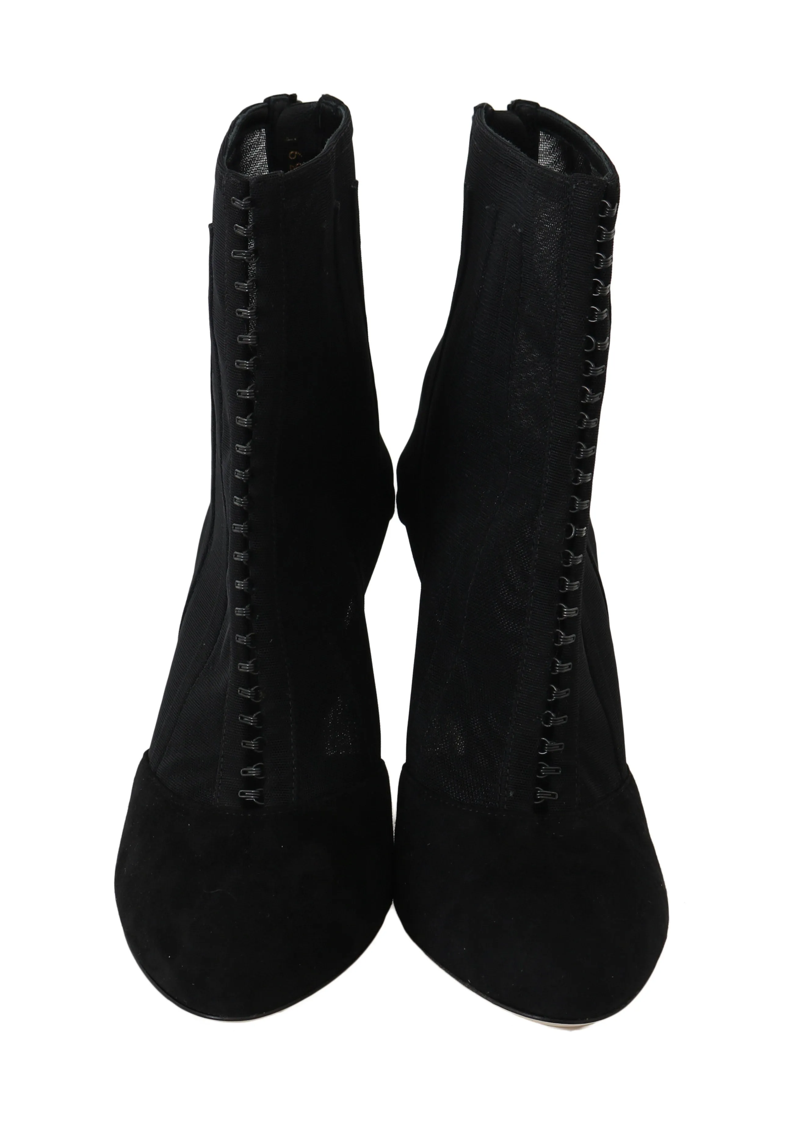 Black Suede Tulle Ankle Booties