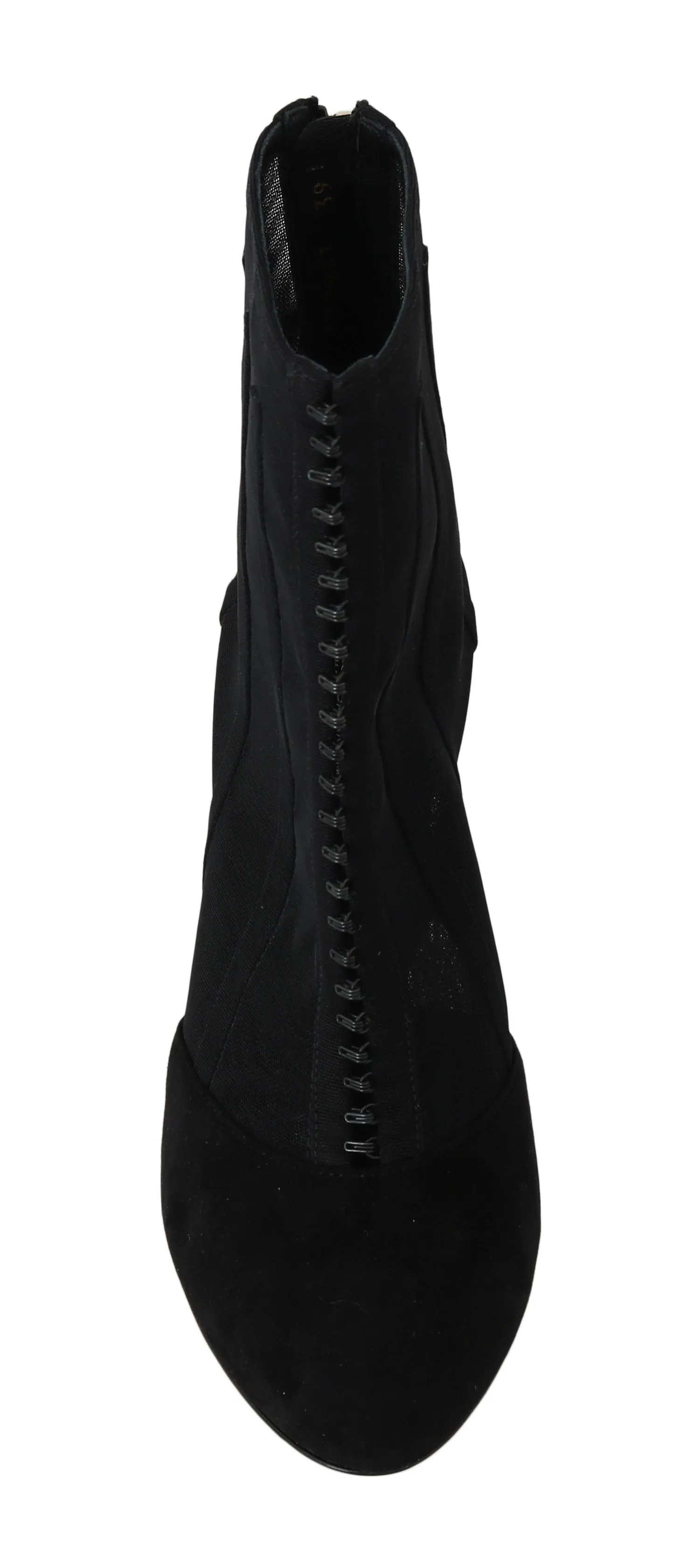 Black Suede Tulle Ankle Booties