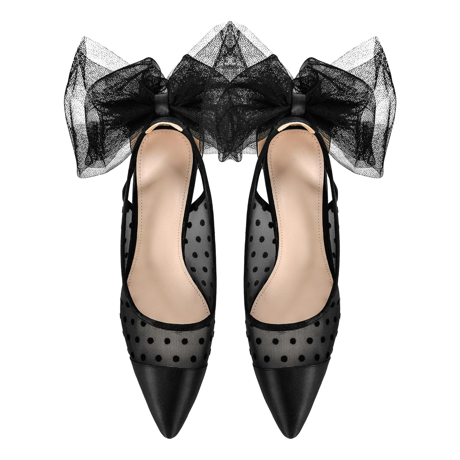 Black Tulle Bow Polka Dot Heels
