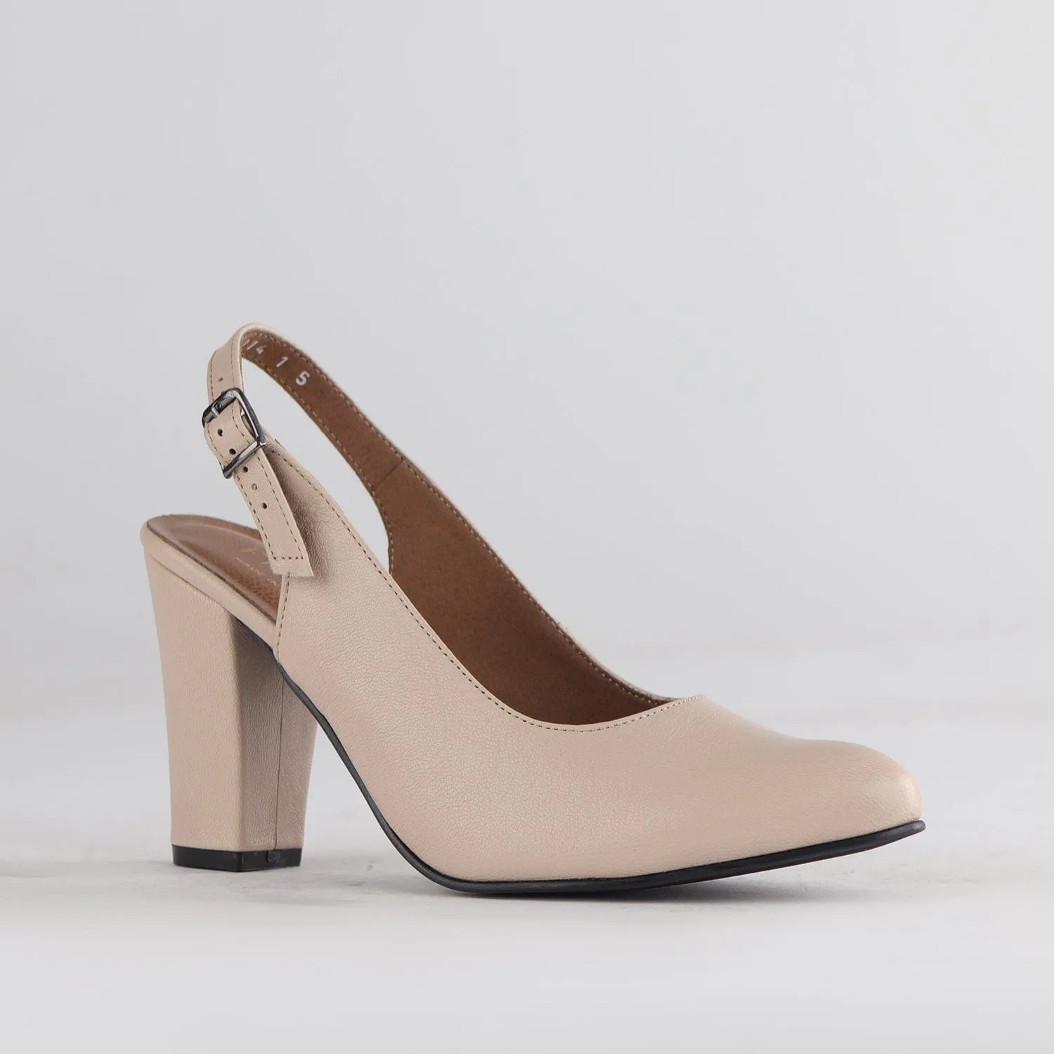 Block Heel Slingback in Ivory - 12790