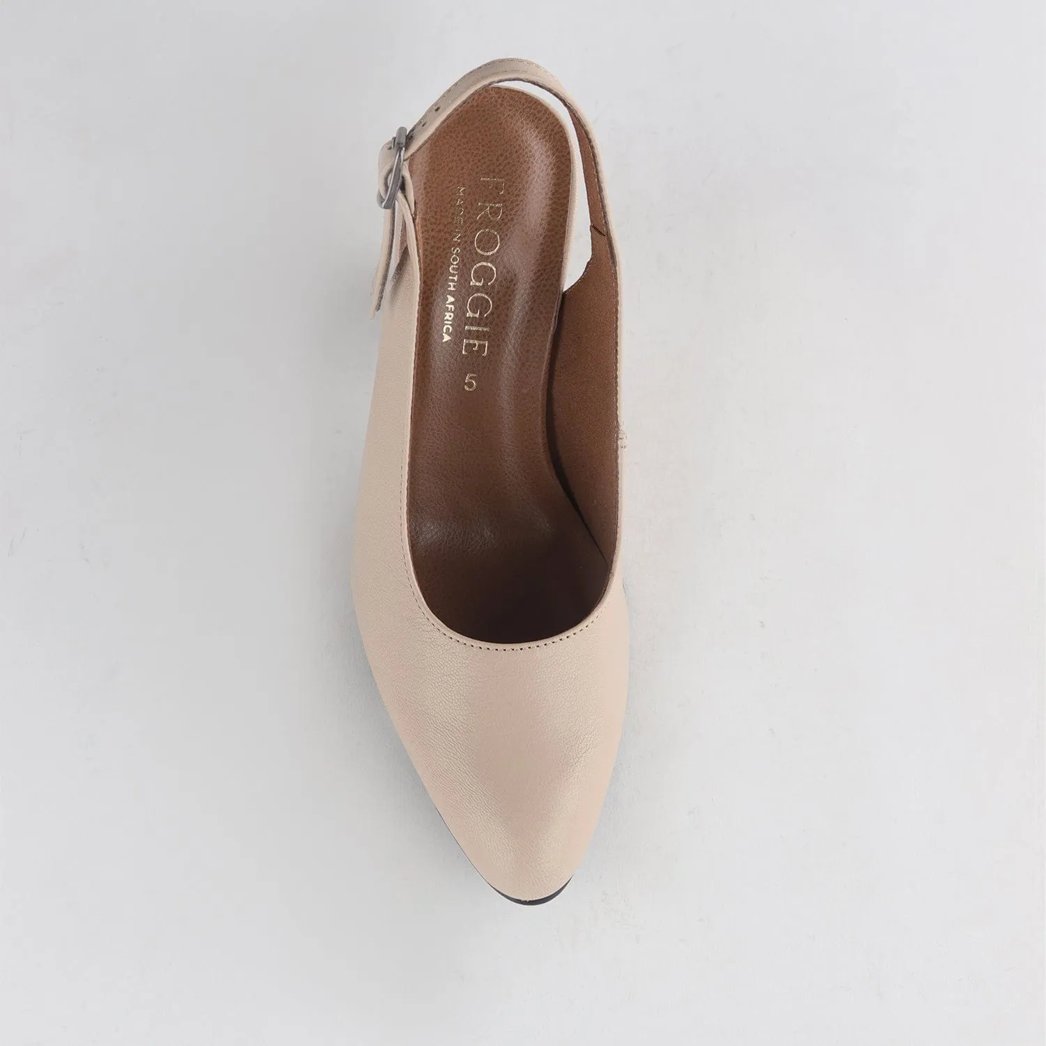 Block Heel Slingback in Ivory - 12790