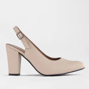 Block Heel Slingback in Ivory - 12790