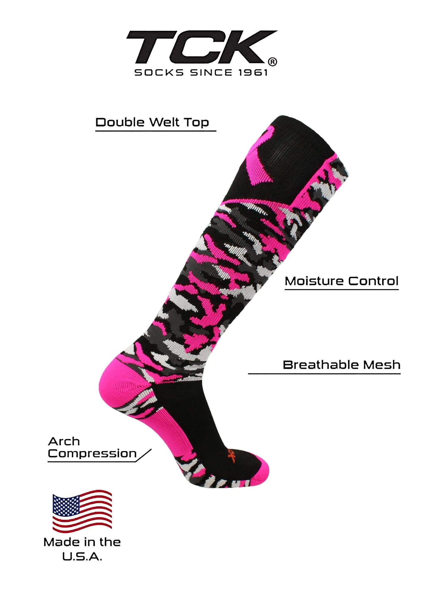 Breast Cancer Awarness Camo Over The Calf Socks