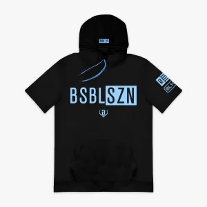 BSBL-SZN Short Sleeve Hoodie V3 - Black/Light Blue