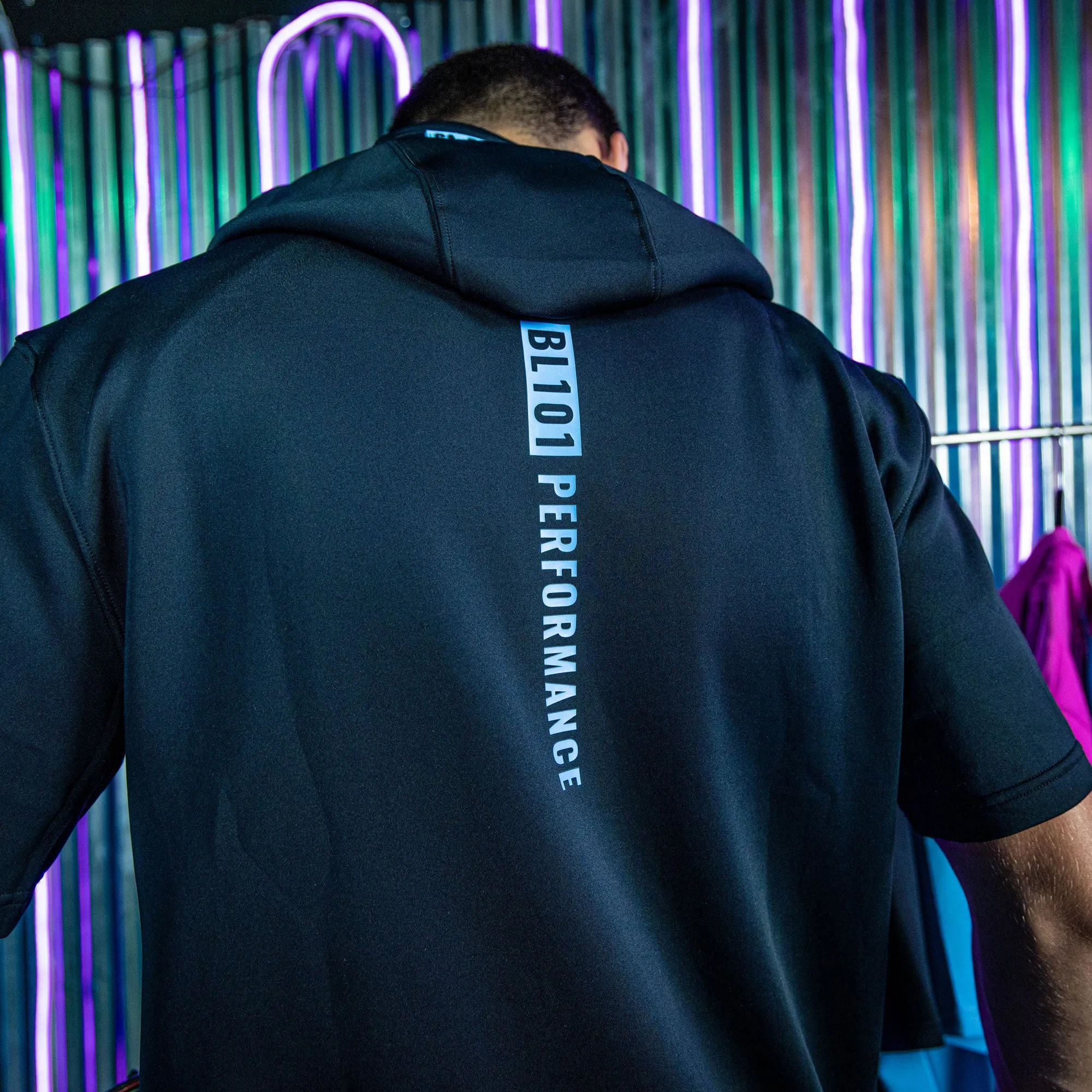 BSBL-SZN Short Sleeve Hoodie V3 - Black/Light Blue
